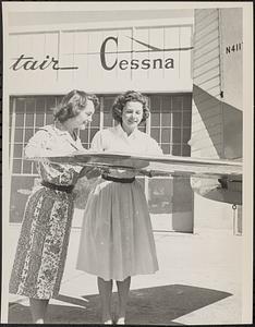 Left, Jean S. Brockington, co-pilot, rt., June R. Douglas, pilot, Powder Puff Derby