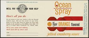 Ocean Spray Jellied Cranberry Sauce New Orange Flavored Can Label