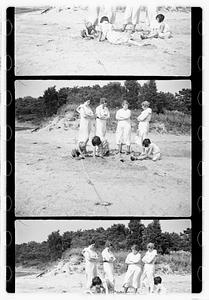 Group portraits near pond or beach