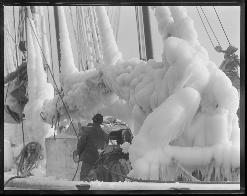 Iced fishing schooner Edith Rose