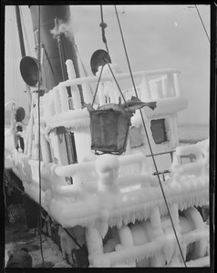 Steam trawler Grant covered in ice