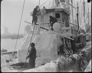 Ice covered trawler