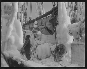 Ice covered trawler