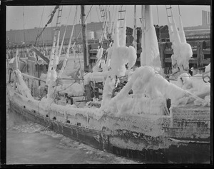 Ice covered trawler Mary and Julian