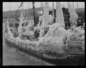 Ice covered trawler Mary and Julian