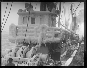 Ice covered trawler