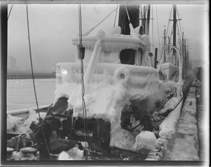 Fishing trawler Tide covered in ice