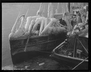 Fishing trawler Vagabond covered in ice