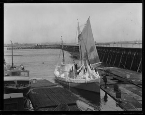 Ice covered lobster boat