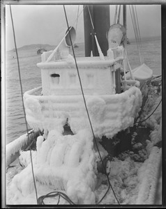 Iced over fishing trawler