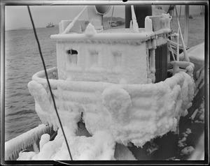 Ice covered fishing trawlers