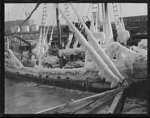 Ice covered trawler Mary and Julian