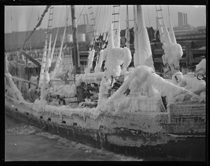 Ice covered trawler Mary and Julian