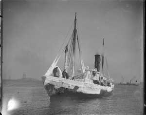 Trawler returning from banks - covered in ice