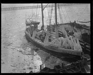 Ice covered boat 'Vagabond'