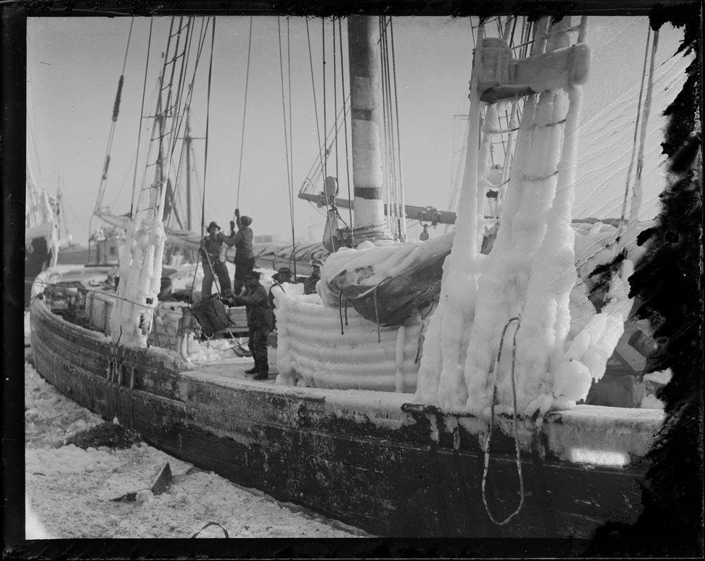 Ice-clad fishing boat