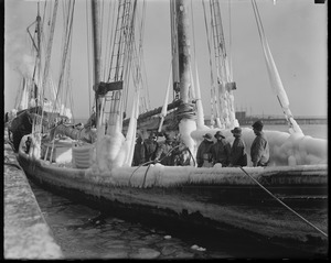 Iced up fishing schooner