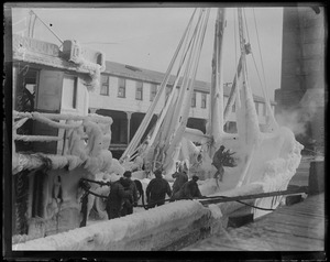 Steam trawler covered in ice