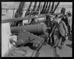 Secretary of Navy Wilbur inspecting guns of USS Constitution