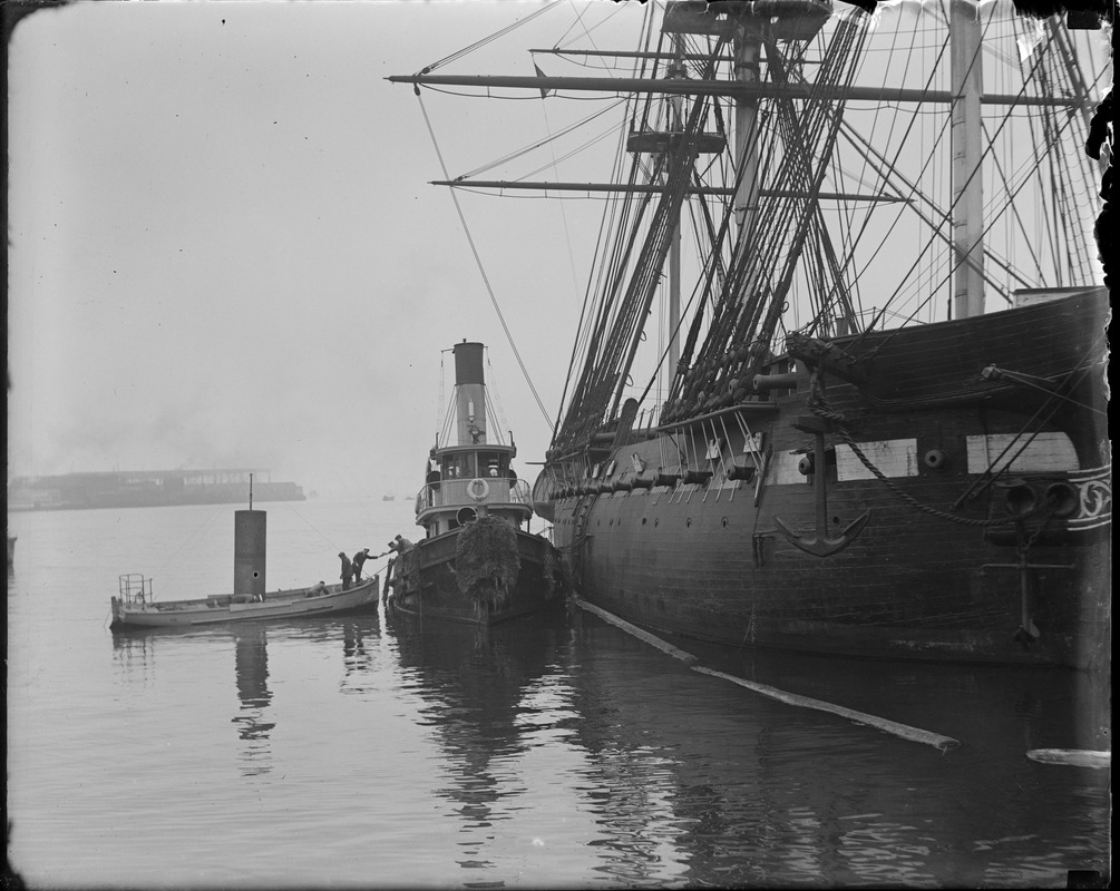 New and old: Rotoship and USS Constitution in Navy Yard