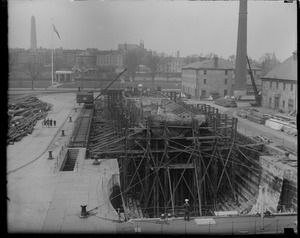 USS Constitution being rebuilt up to the sun deck in Navy Yard