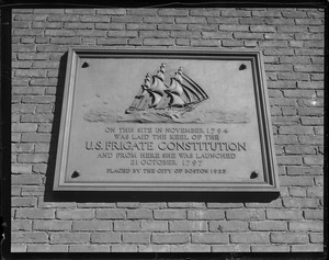 USS Constitution tablet: Located on Atlantic Ave. near Constitution wharf, North End.