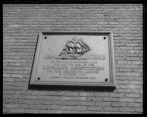 Plaque commemorating USS Constitution on Atlantic Ave.