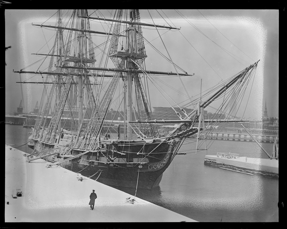 USS Constitution in Navy Yard after blizzard