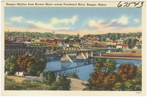 Bangor Skyline from Brewer Shore across Penobscot River, Bangor, Maine