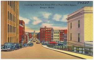 Looking Down Park Street Hill to Post Office Square, Bangor, Maine