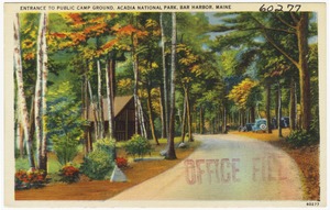 Entrance to Public Camp ground, Acadia National Park, Bar Harbor, Maine