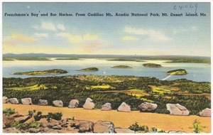 Frenchman's Bay and Bar Harbor, from Cadillac Mt., Acadia National Park, Mt. Desert Island, Me.