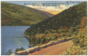 Mountain Road and Jordan Pond, Acadia National Park, Bar Harbor, Mt. Desert Island, Me.