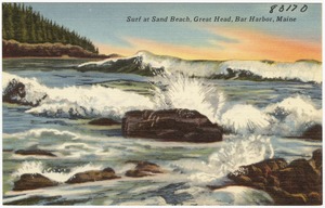 Surf at sand beach, Great Head, Bar Harbor, Maine