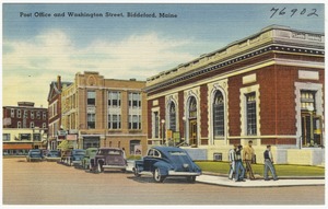 Post office and Washington Street, Biddeford, Maine