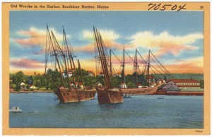 Old wrecks in the harbor, Boothbay Harbor, Maine