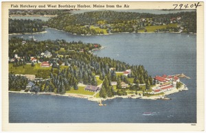 Fish Hatchery and West Boothbay Harbor, Maine from the Air
