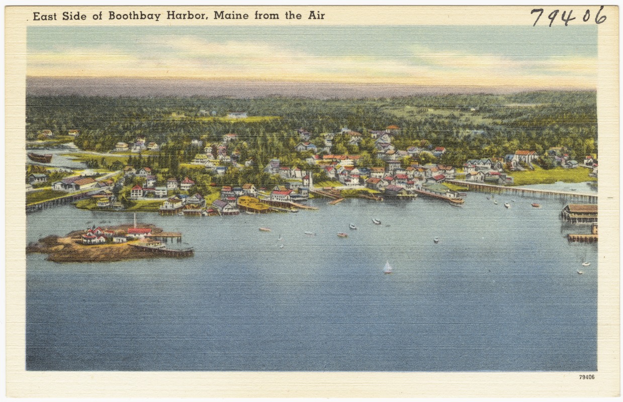 East side of Boothbay Harbor, Maine from the Air