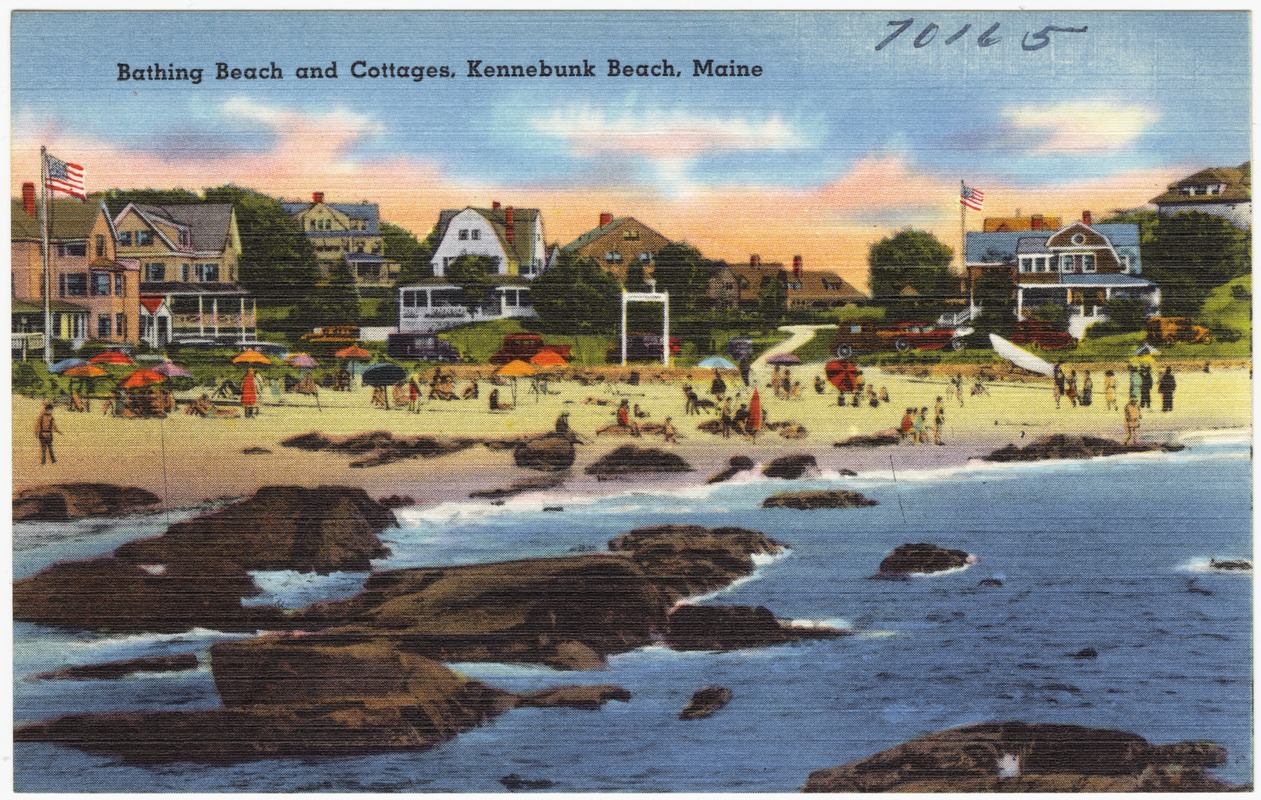 Bathing beach and cottages, Kennebunk Beach, Maine