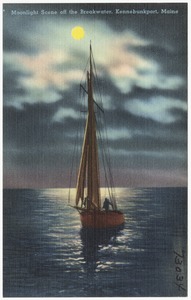 Moonlight scene off the Breakwater, Kennebunkport, Maine