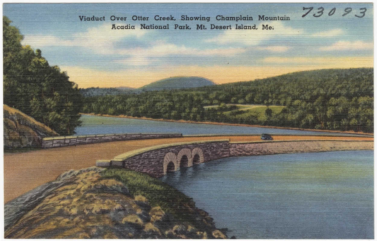 Viaduct over Otter Creek, showing Champlain Mountain, Acadia National Park, Mt. Desert Island, Me.