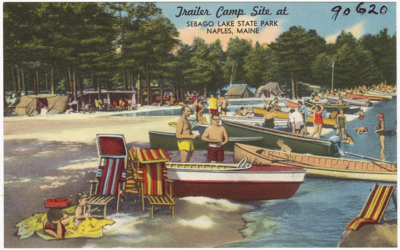 Trailer Camp Site at Sebago Lake State Park, Naples, Maine