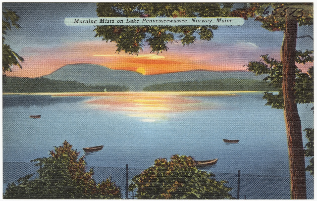 Morning mists on Lake Pennesseewassee, Norway, Maine Digital Commonwealth