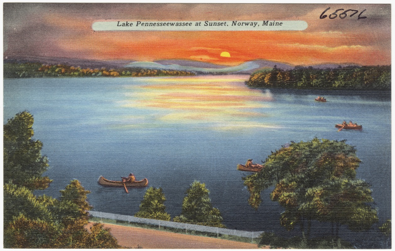 Lake Pennesseewassee at sunset, Norway, Maine Digital Commonwealth