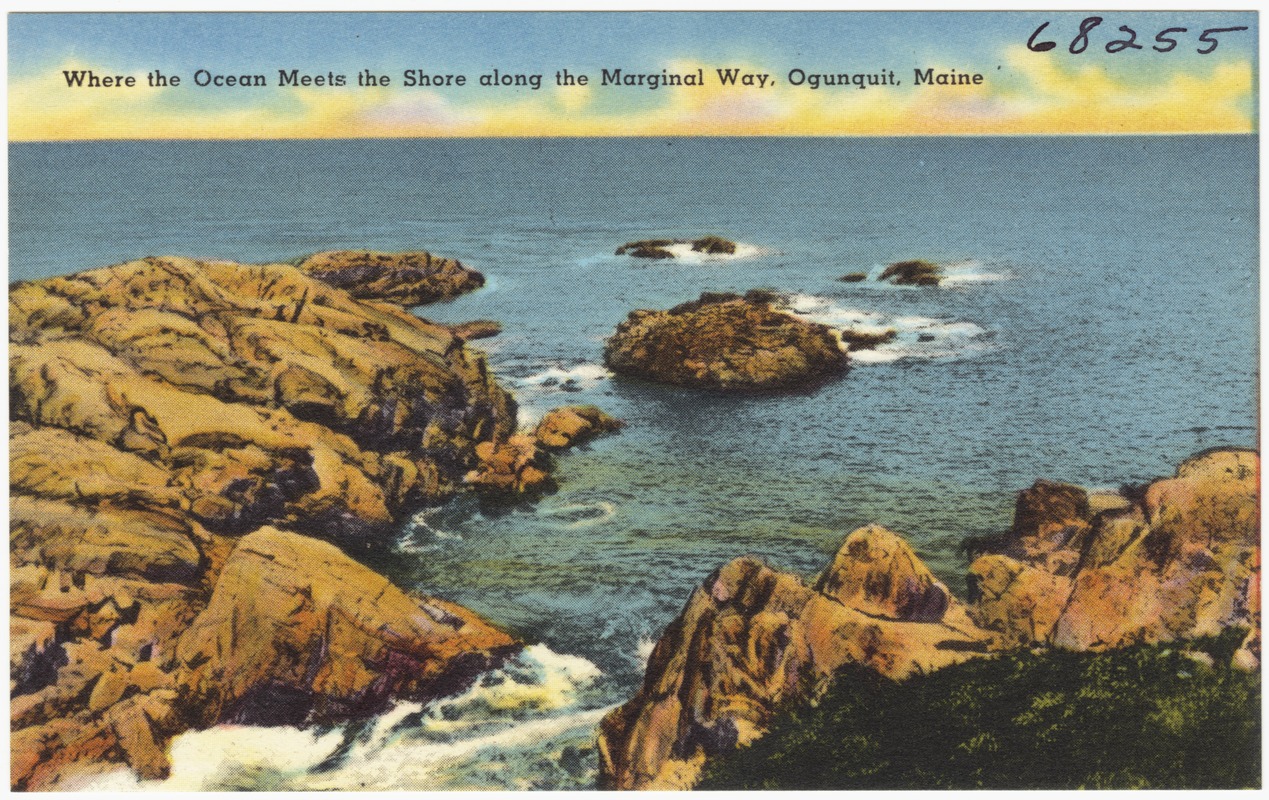 Where the ocean meets the shore along the Marginal Way, Ogunquit, Maine
