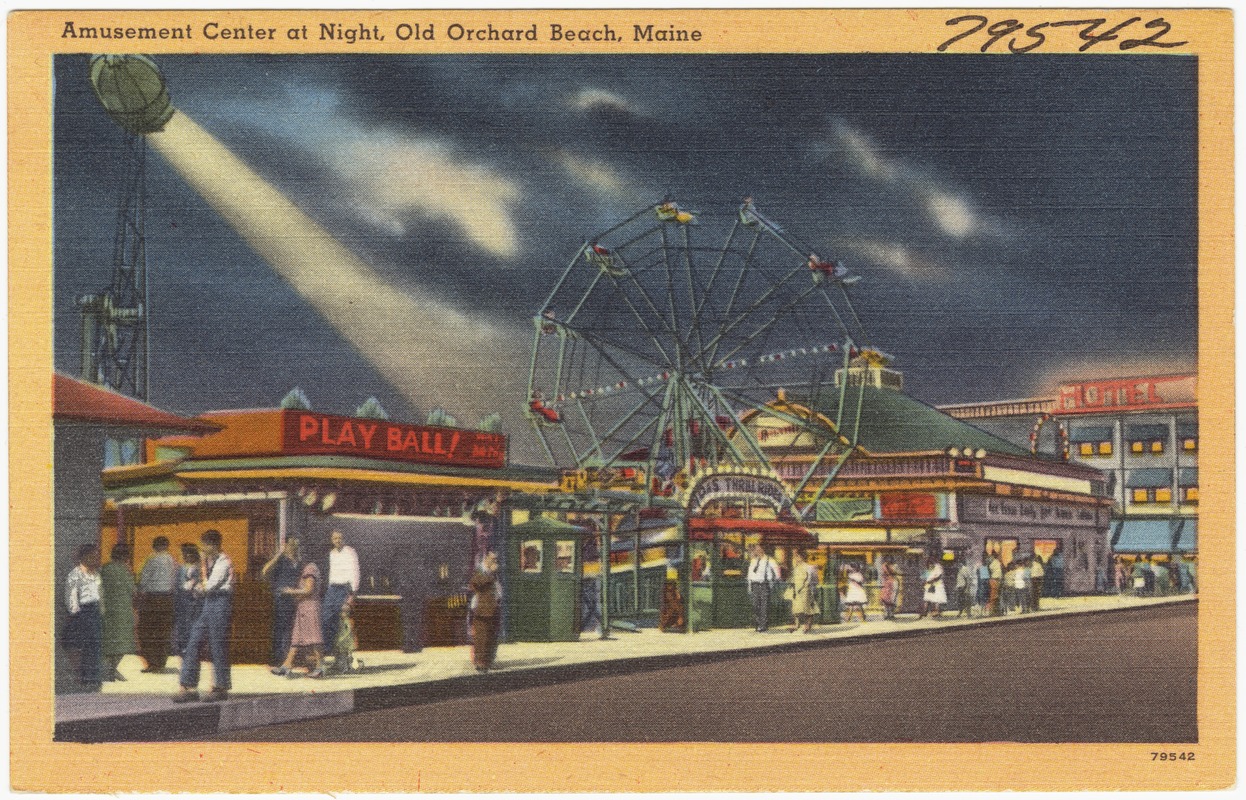 Amusement Center at night, Old Orchard Beach, Maine