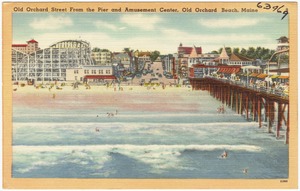 Old Orchard Street from the pier and Amusement Center, Old Orchard Beach, Maine