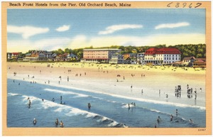 Beach front hotels from the pier, Old Orchard Beach, Maine
