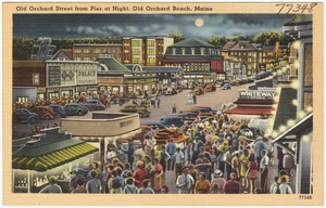 Old Orchard Street from pier, at night, Old Orchard Beach, Maine