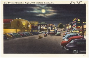 Old Orchard Street at night, Old Orchard Beach, Me.